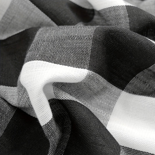 Plaid Pattern Tiers Cafe Curtains Semi shading Semi transparent Window