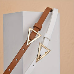 Triangle Metal Buckle Thin Belt Solid Women's Knotted Belt