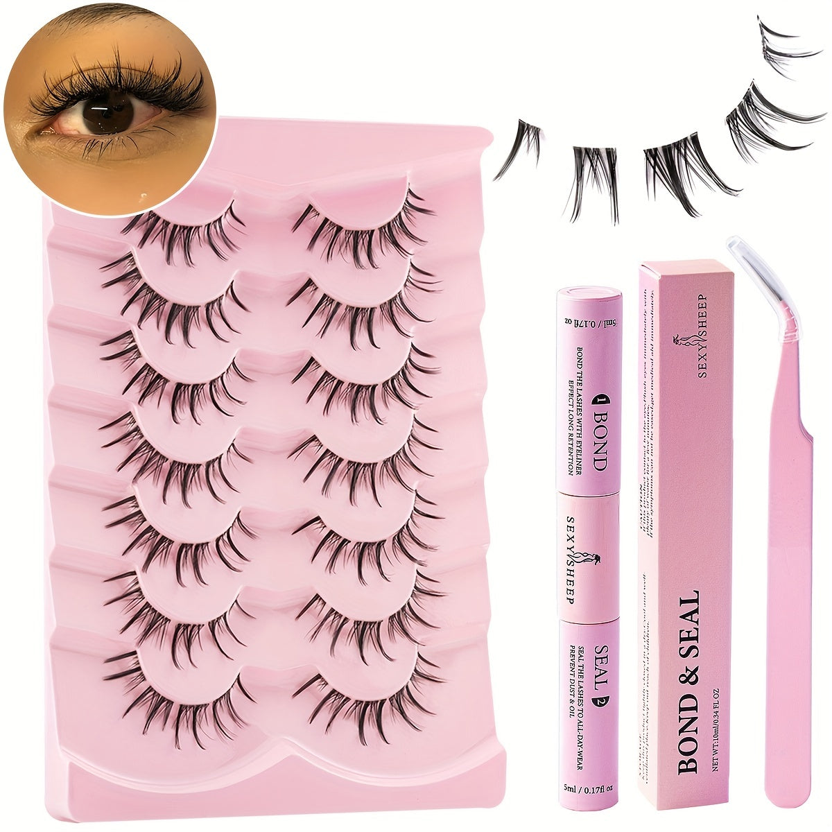 7 Pairs Natural Look 3D Faux Mink Cluster Lashes Set