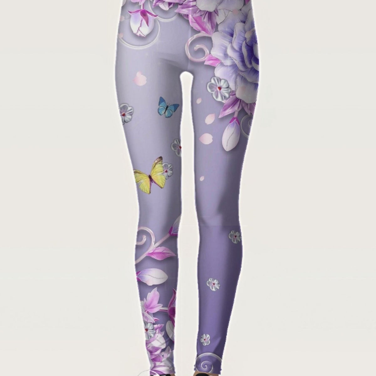 Floral Butterfly Print Skinny Leggings Women's Stretchy Leggings