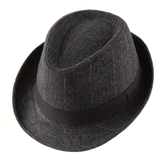 Plaid Top Hat Flannel Jazz Hat Autumn Winter Casual Hat For Men