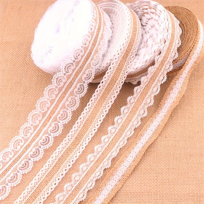 2m Lace Linen Roll with Lace Linen Rope on Both Sides DIY Craft