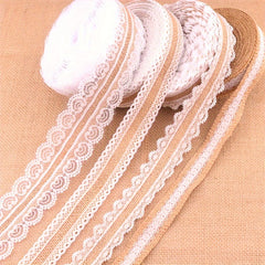 2m Lace Linen Roll with Lace Linen Rope on Both Sides DIY Craft