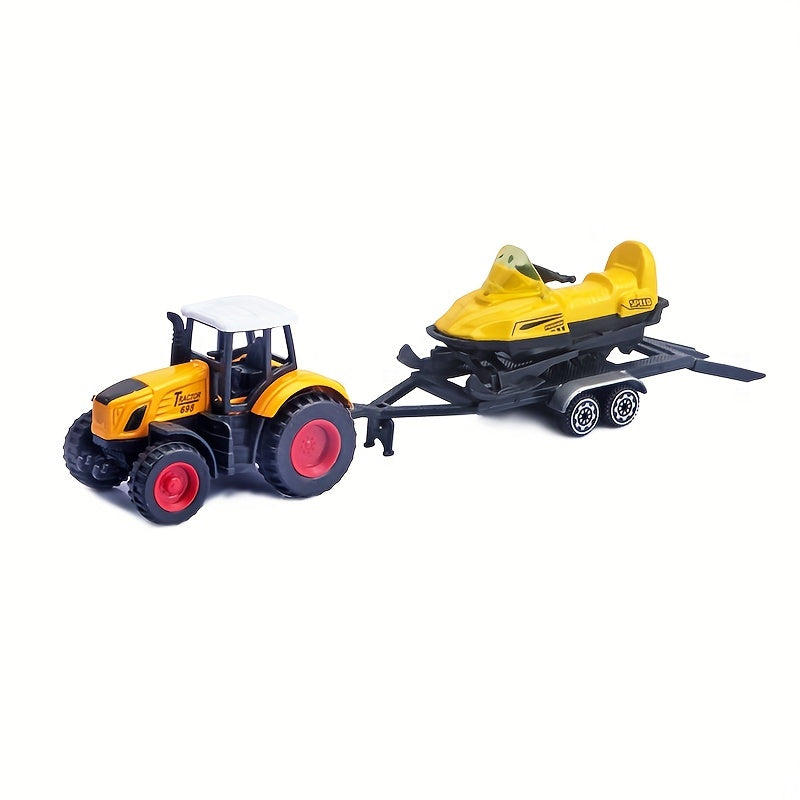 Kids Toy Car Farmer's Model Pull Back Aircraft Yacht Cargo Trailer