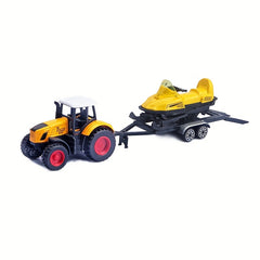 Kids Toy Car Farmer's Model Pull Back Aircraft Yacht Cargo Trailer