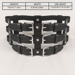 Punk Waist Belt Hollow Leather Belly Layered Goth Body Accessories