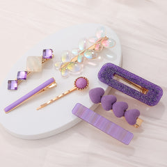 7pcs Heart Butterfly Hair Clip Multicolor Rhinestone Purple Hair Accessories