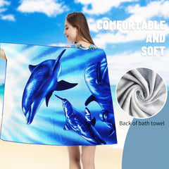 Quick Drying Shark Print Microfiber Beach Towel 27.5x55