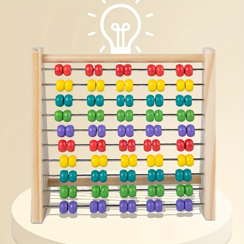 Colorful Wooden Abacus with 10 Bead Rows Math Education Play Educational Toy