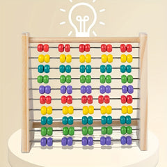 Colorful Wooden Abacus with 10 Bead Rows Math Education Play Educational Toy