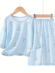 Kids 2pcs Pajamas Cartoon Animals Print PJ Set