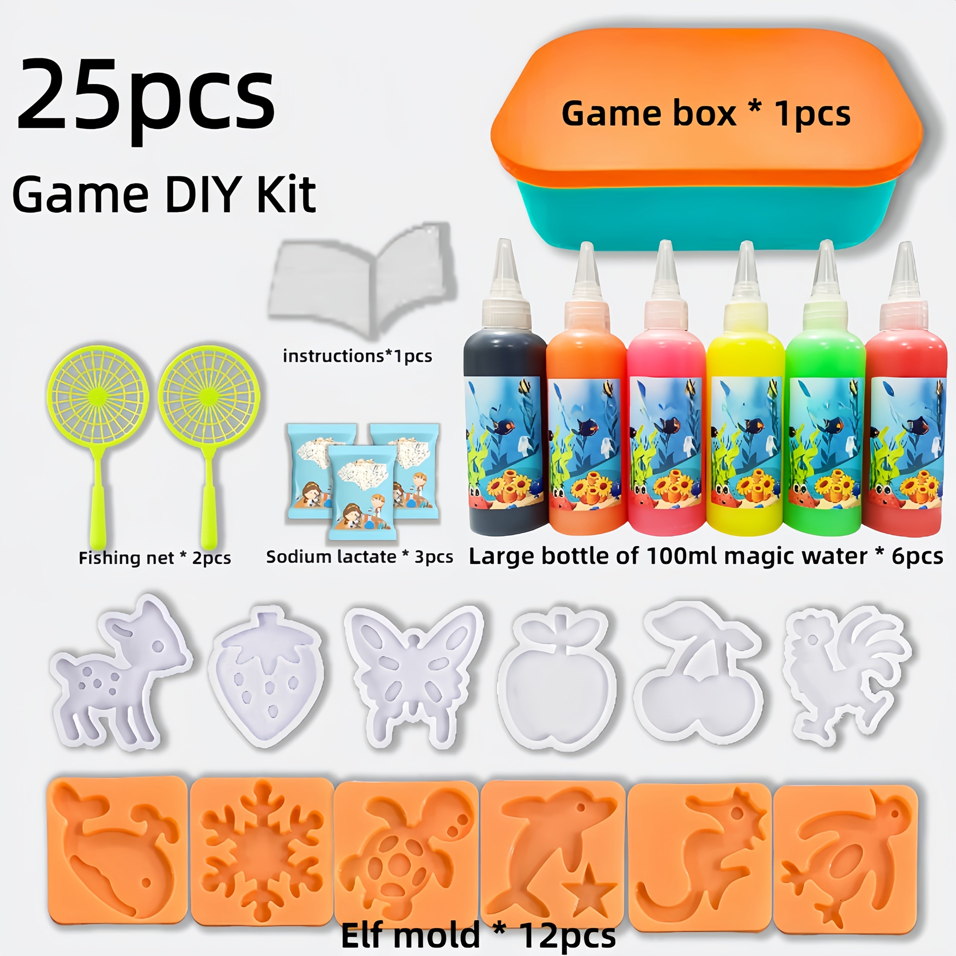 25pcs Magic Water Elf DIY Toy Set with Storage Box Educational Fun Game