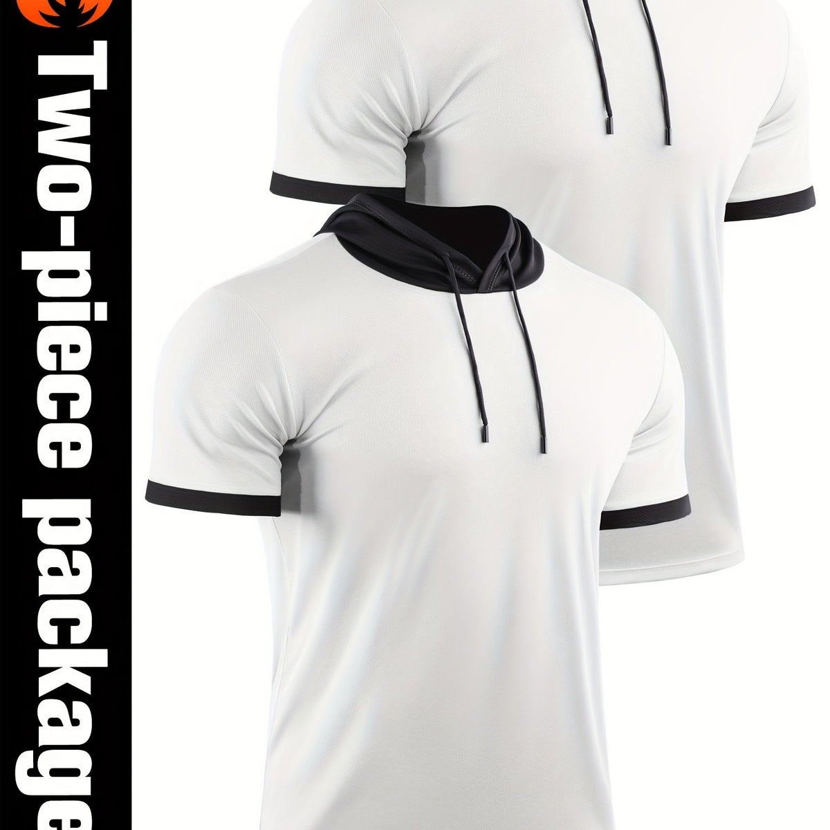 Men Hooded T shirt Active Stretch Moisture Wicking Hooded Top
