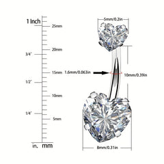 Colorful Zircon Belly Button Ring Stainless Steel Piercing Jewelry
