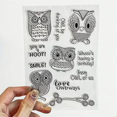 Transparent Silicone Stamp Owl Pattern for Greeting Cards, Notebook Decoration