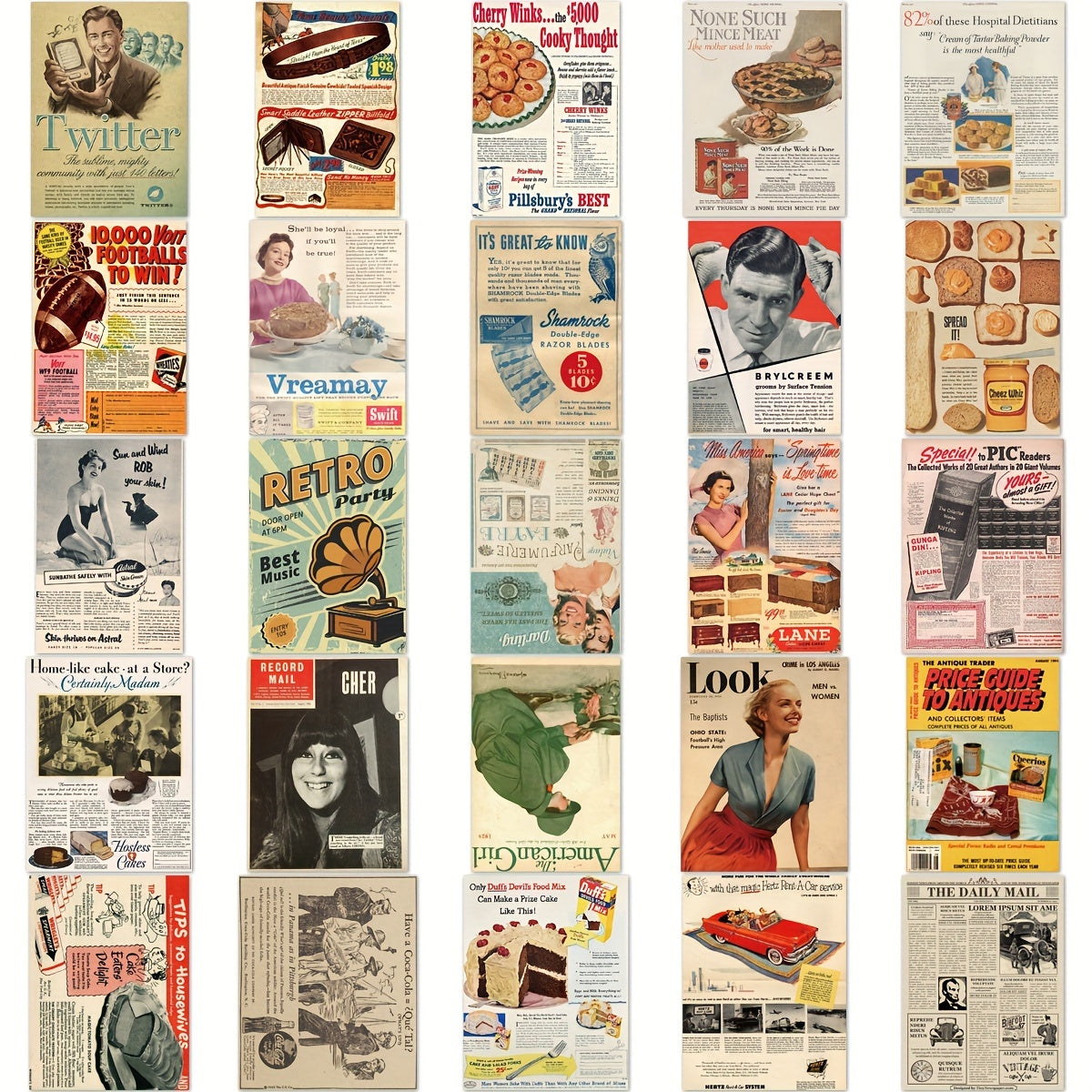 Retro Magazine Newspapers Stickers - DIY Decoration Waterproof Stickers