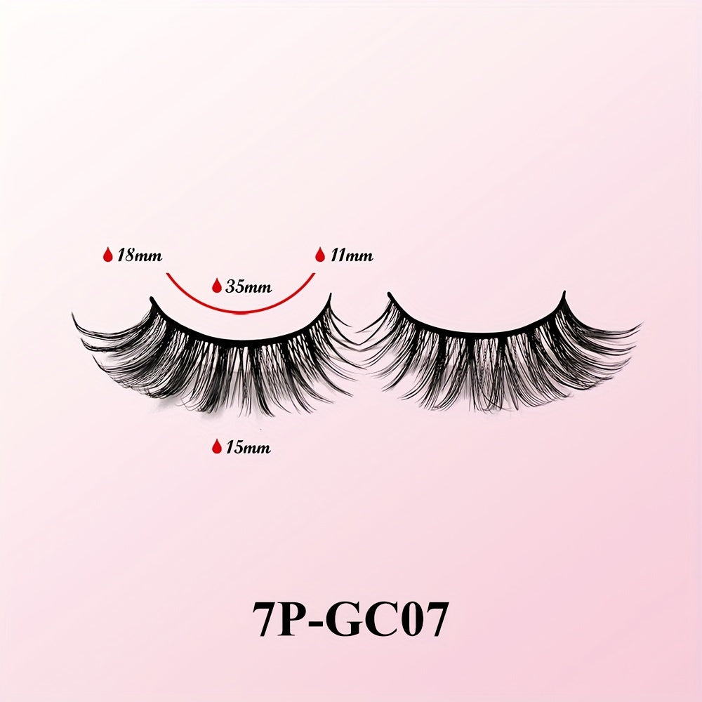 7 Pairs Natural 3D False Eyelashes Silk Reusable Soft False Eyelashes