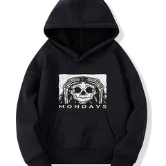 Monday Skull Pattern Smart Hoodie For Girls