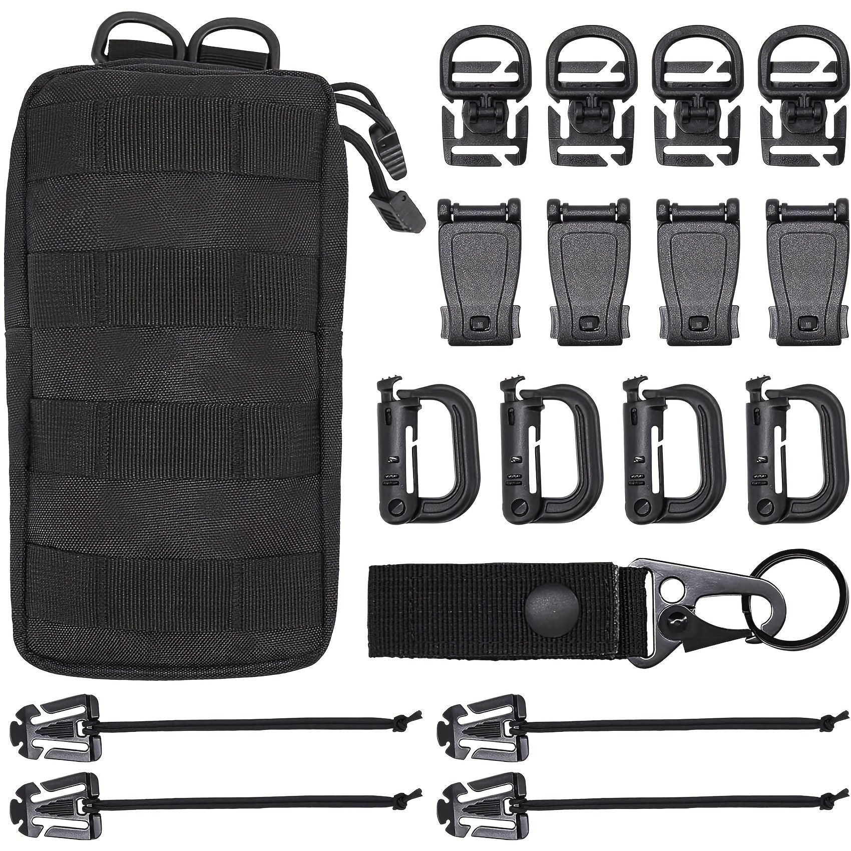 18pcs MOLLE Webbing Accessories Carabiner With Storage Bag