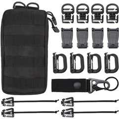 18pcs MOLLE Webbing Accessories Carabiner With Storage Bag
