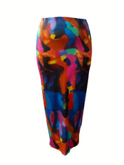  Tie Dye Bodycon Skirt High Rise Elastic