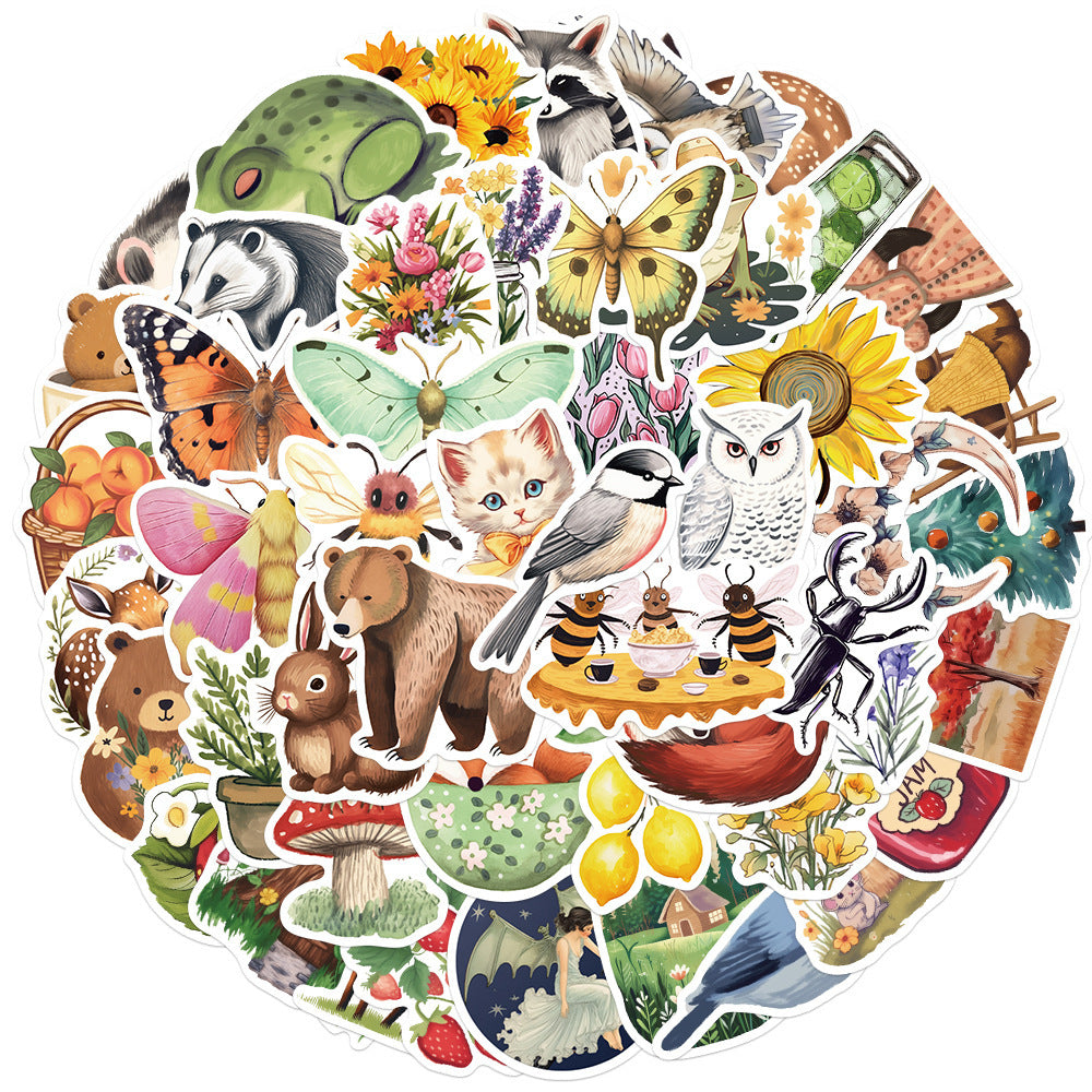 50pcs Cartoon Mystery Forest Stickers for Water Bottles Suitcases Laptops