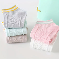 5 Pairs Colorblock Short Socks Soft & Light Ankle Argyle Stockings