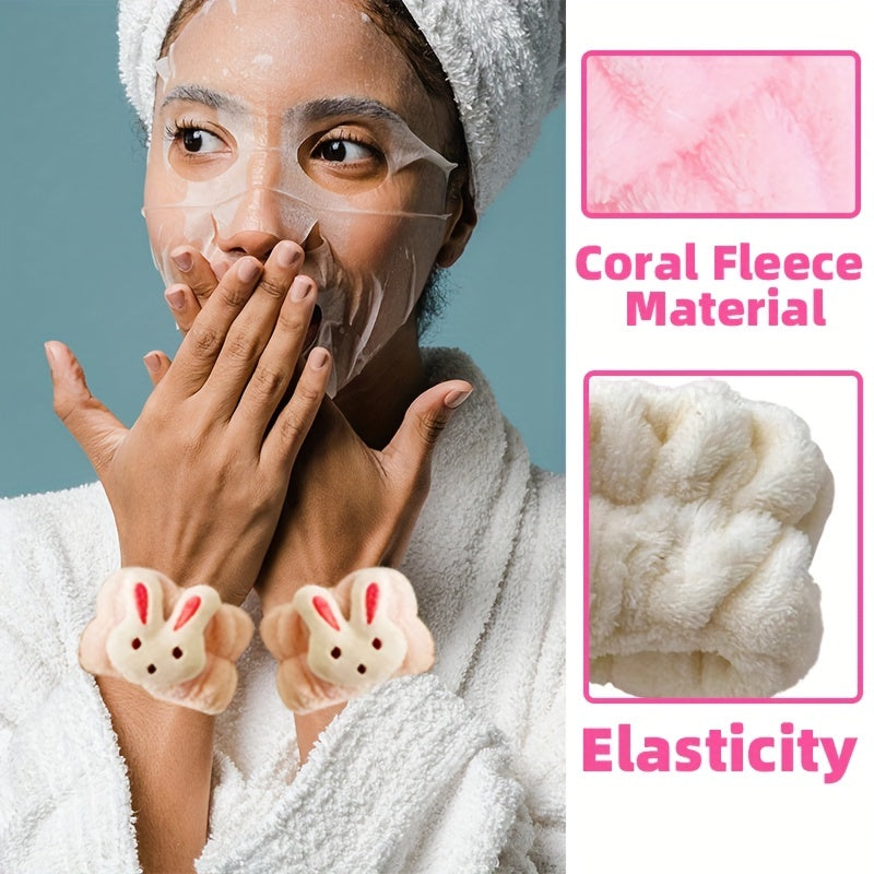 2pcs Cartoon Wrist Towels for Girls - Absorbent Wristbands for Face Washing