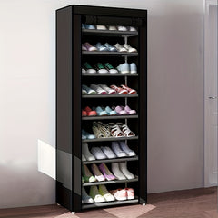Large Capacity Shoe Rack w/ Dust Proof Curtain Shoes Storage Shelf
