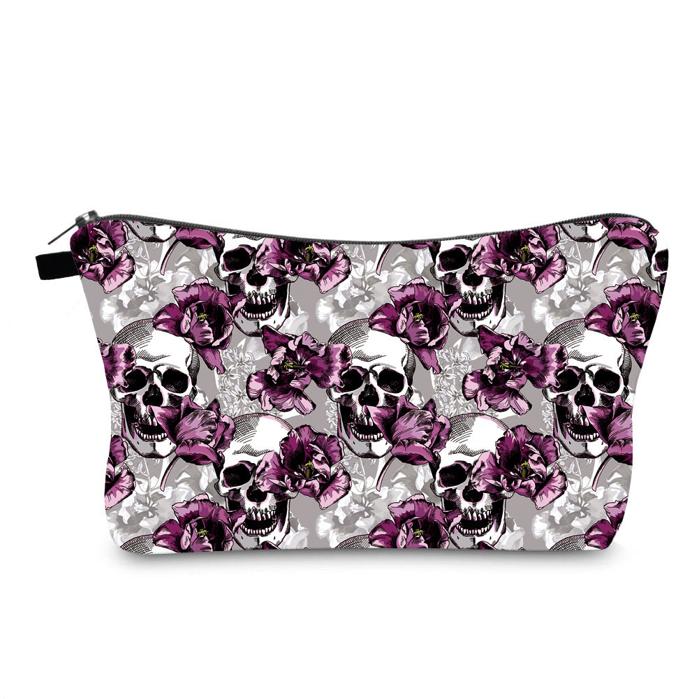 Purple Floral Gothic Makeup Bag and Skull Mini Bag