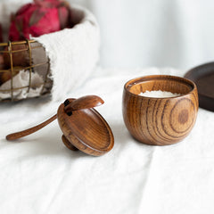 Shatterproof Wooden Seasoning Jar with Spoon for Kitchen and Travel