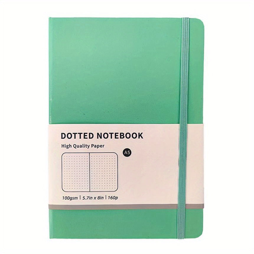 Macaron A5 Hardcover Dotted Line Notebook - Cyan Green