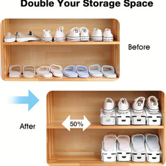Adjustable Shoe Slot Organizer Double Layer Shoe Rack Space Saving Shoe Holder