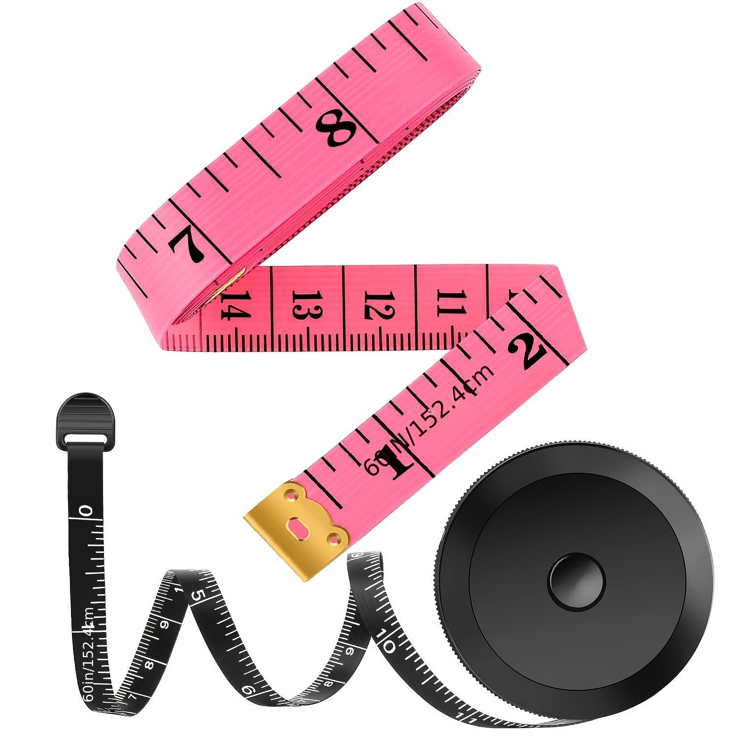 2pcs Tape Measure 60 Inch Soft Pink Retractable Double Scale