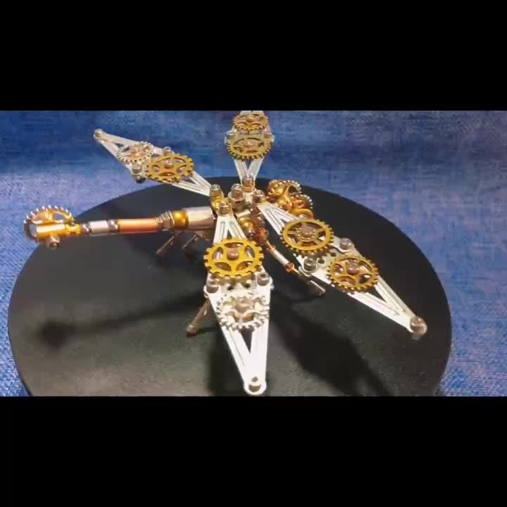 Steam punk Mechanical Insect Golden Dragonfly