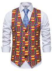 Bohemian Pattern Single Breasted Retro Suit Vest For Men