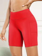 Women's Cycling Shorts Red Moisture Wicking Fabric