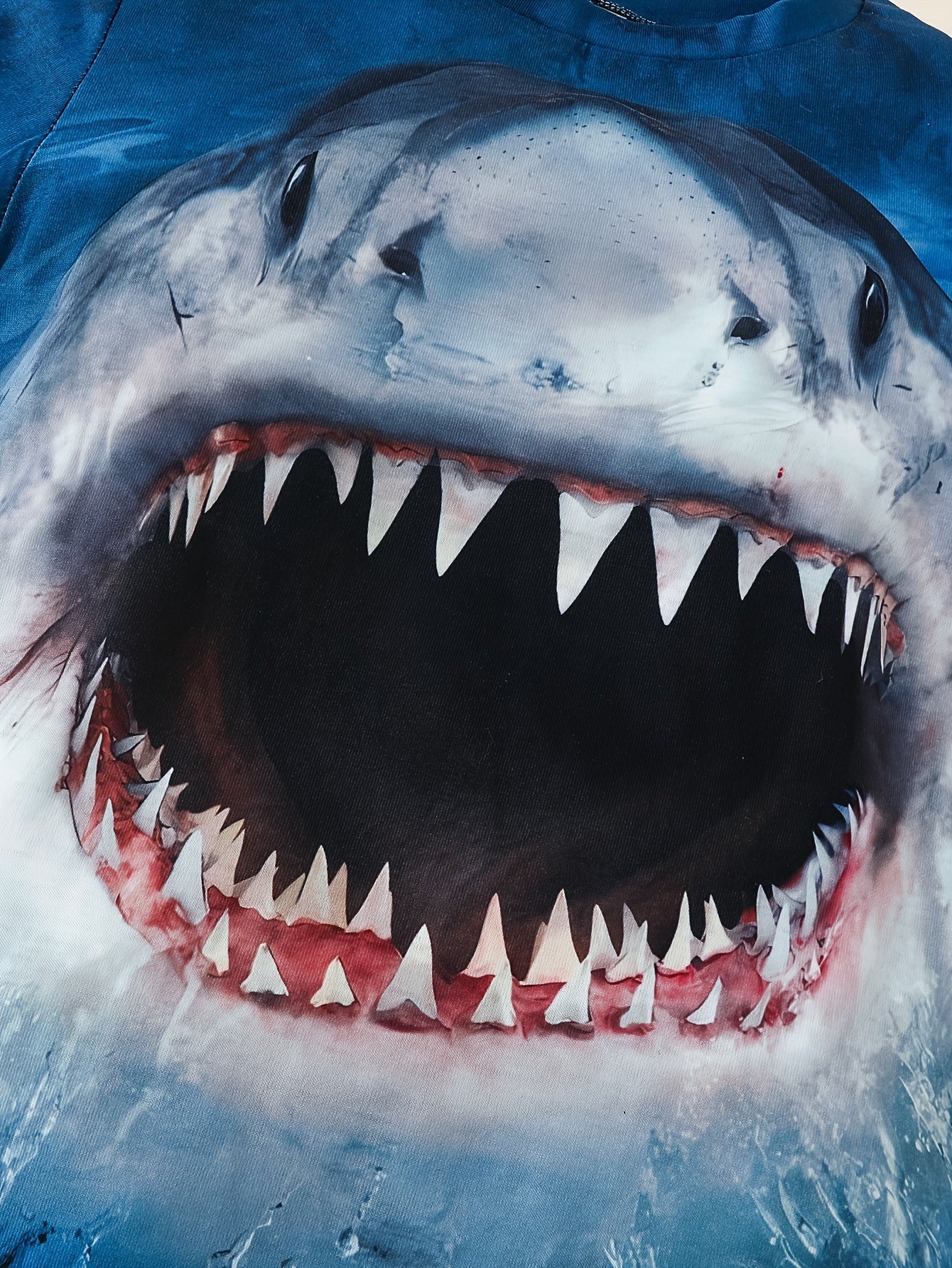 Shark Print Boys T-shirt Short Sleeve Crew Neck Summer Casual Kids