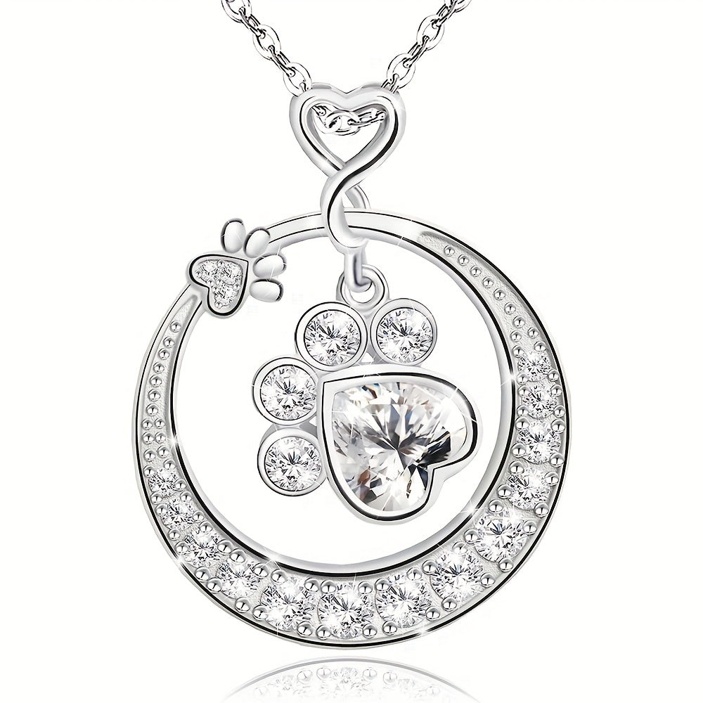 Beast Claw Round Pendant Necklace with CZ Decor