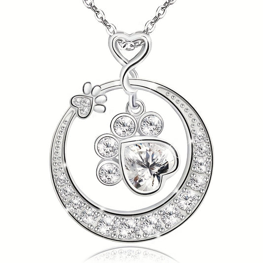 Beast Claw Round Pendant Necklace with CZ Decor
