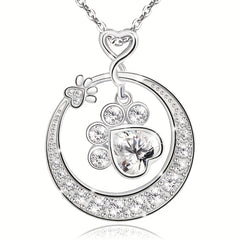 Beast Claw Round Pendant Necklace with CZ Decor