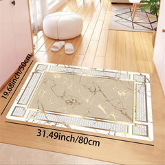 Marble Motif Kitchen Mat Line Border Rug Machine Washable Entrance Door Carpet