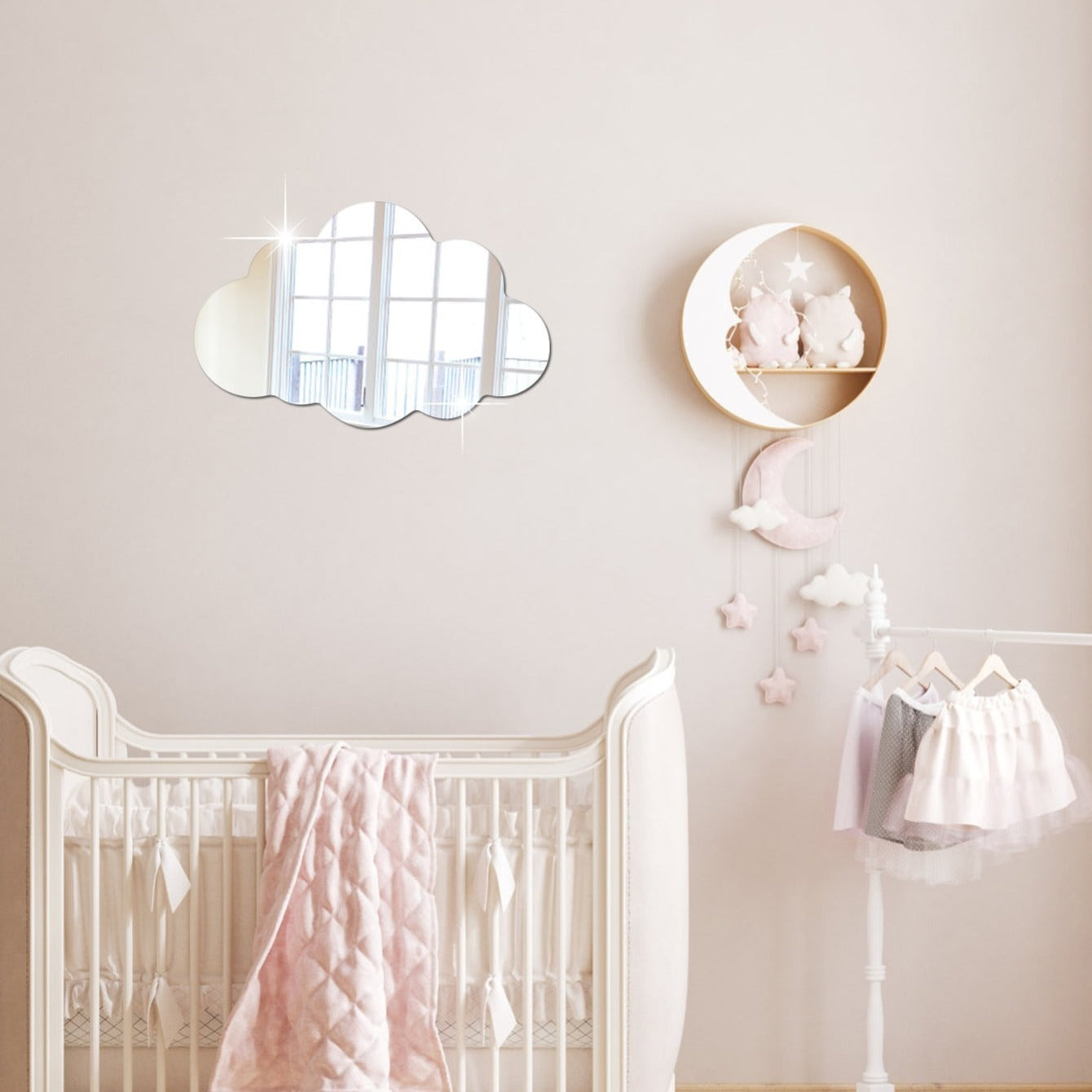 Cloud Mirror Wall Sticker Home Decor Room Decor