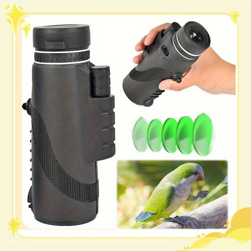 Compact 10x42 HD Telescope Binoculars for Adults Wide Angle Green Optics