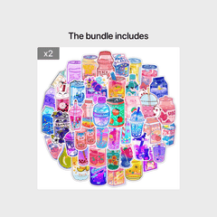 50Pcs Cartoon Drink Theme Waterproof Vinyl Stickers - Teens Girls Kids Gift