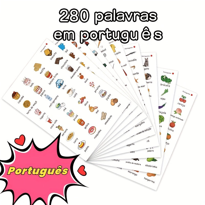 Kids Portuguese Vocabulary Stickers - Colorful Illustrations - Fun Learning