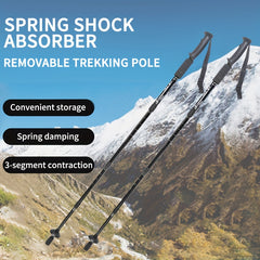 Telescopic Foldable Mountaineering Stick with Straight Handle