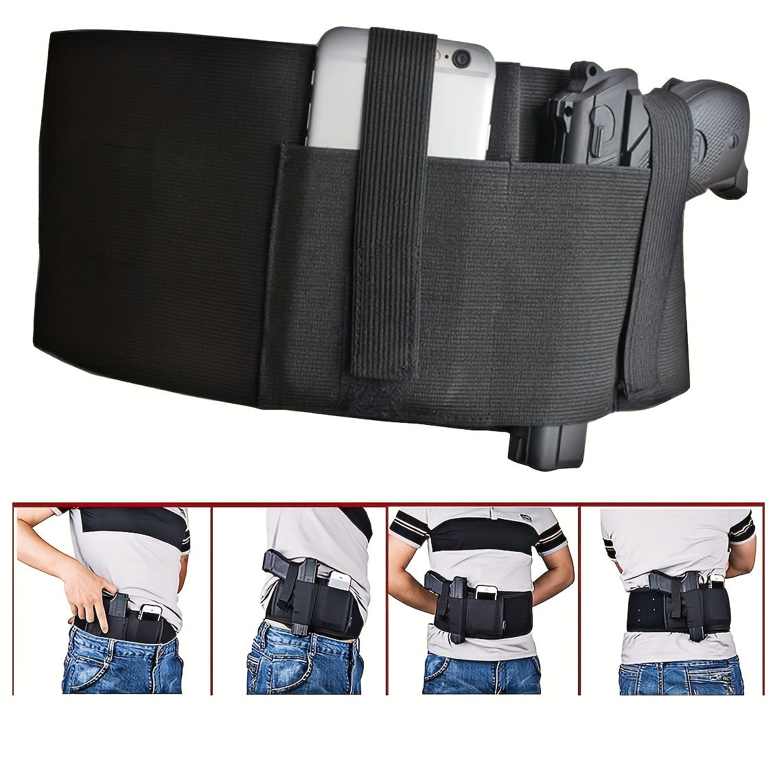 Concealed Carry Stretch Belt Holster Right Left Hand Universal