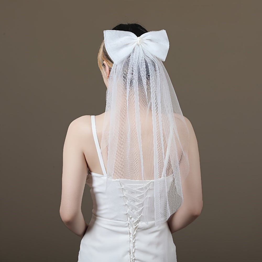 Bridal Veil with Bow Detail Short One Size Fits All