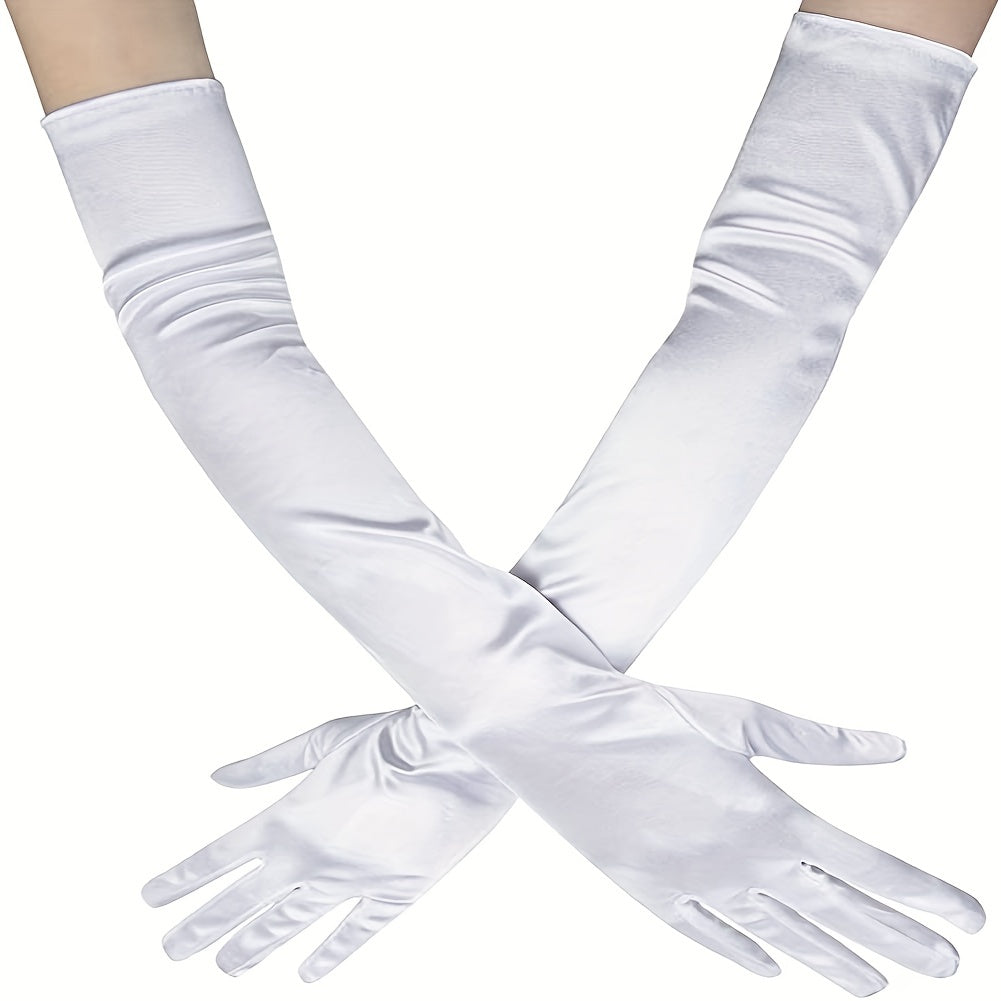 1 Pair Satin Long Gloves Elastic Party Wedding Bridal Gloves